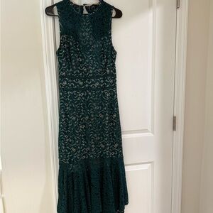 Lace Emerald Green Lace Dress, Key hole back, form fitting but has stretch